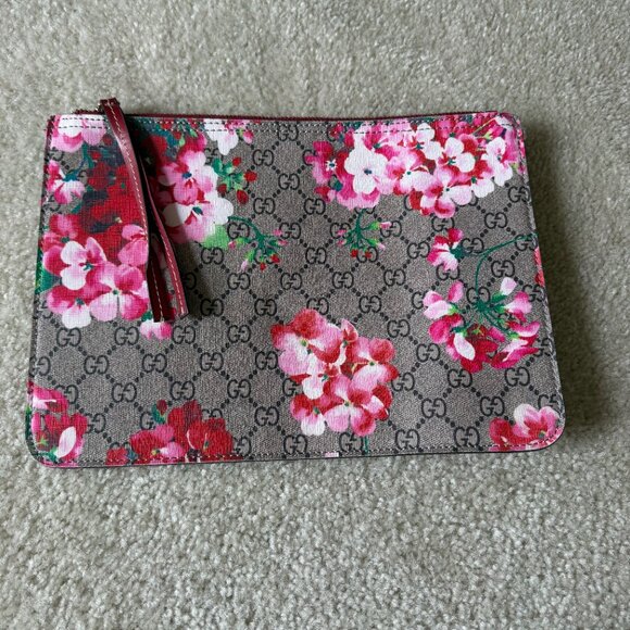 Designer-Inspired Reversible Tote with Pouch - Red Blossom Print - Picture 7 of 8